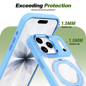 เคสโทรศัพท์แม่เหล็กใสขั้นสูงสำหรับ iPhone 18 17 Pro Max แบบ 360 องศา °   ขาตั้งวงแหวนโลหะ ปุ่มสัมผัส AI ฝาหลังป้องกัน - Product Image 4