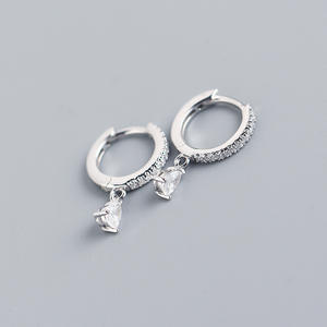 Daidan – boucles d'oreilles en zircone en argent blanc, cerceau en forme de goutte d'eau géométrique pour femmes, cerceau en argent Sterling 925 - Product Image 3