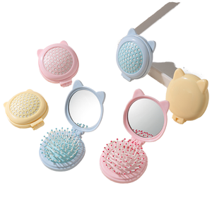 Pettine per Capelli a Cartone Animato, Strumento Portatile per la Cura dei Capelli, Pieghevole da Viaggio, Spazzola Massaggiante, Pettine con Cuscino d'Aria e Specchio - Product Image 1