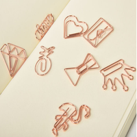 Clips de papel en forma de sí, clip de papel de oro rosa de metal con letras LOVE para carpeta de archivos