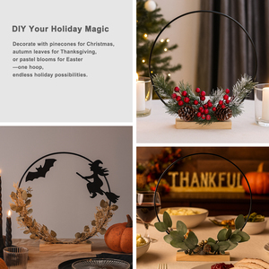 Soportes de Aro Floral Hechos a Mano de 8/10/12/14/16/18/20/22/24 Pulgadas, Anillos de Hierro para Centros de Mesa, Decoraciones para Mesa, Suministros para Manualidades - Product Image 3