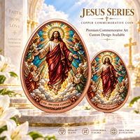 Médaille de Noël 3D en cuivre fin 999 de 5 oz, représentant Jésus en forme d'œuf, avec relief haut et finition UV anti-décoloration, représentant le Scène de la Nativité