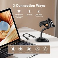 Escáner de Código de Barras de Mano para Supermercado EVAWGIB Serie 08 1D y 2D, Lector de Códigos de Barras QR, Bluetooth, Inalámbrico 2.4G e Interfaz USB con Cable