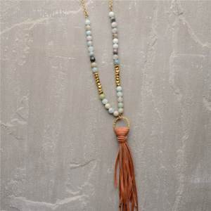 <span class=keywords><strong>Collana</strong></span> NM20672 in Stile Bohémien <span class=keywords><strong>con</strong></span> <span class=keywords><strong>Perline</strong></span> di Quarzo, <span class=keywords><strong>Lunga</strong></span> Nappa e Ciondolo <span class=keywords><strong>con</strong></span> Catena Placcata Oro - Product Image 2