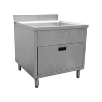 Meja Kerja Dapur Komersial Modern Stainless Steel Custom dengan Laci dan Papan Belakang, Mudah Dibersihkan, Finishing Perak
