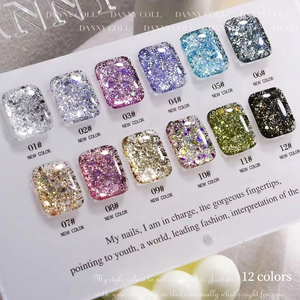Ensemble de vernis à ongles en gel UV à paillettes de 15 ml avec lampe LED, kit de gel à ongles scintillant pour manucure en salon - Product Image 1