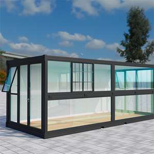 Casa prefabbricata pieghevole 360 ° <span class=keywords><strong>parete</strong></span> di vetro con isolato doppio smalto zincato struttura in acciaio per scenario <span class=keywords><strong>camera</strong></span> vista mare - Product Image 1