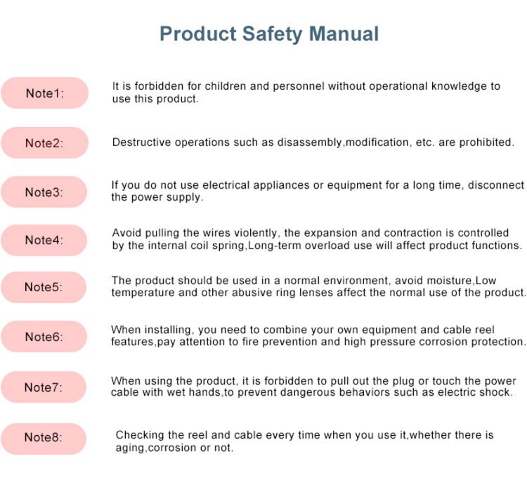 Retractable Spring Loaded Cable Reel H05vvf 3 Cores 1.0mm2 Extension Slip Ring Cable Reel