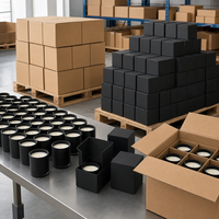 Bougie parfumée en cire de soja dans un bocal en verre noir mat avec boîte, design moderne, parfum frais pour la décoration de la maison