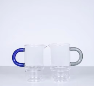 Ensemble de tasses filtrantes en verre borosilicate personnalisé, cafetière à filtre, théière en verre avec poignée bleue - Product Image 5