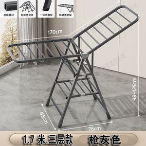 Soporte de colgador de secador de tela de metal de 3 capas con marco de metal plegable para secado de <span class=keywords><strong>ropa</strong></span> y almacenamiento de zapatos - Product Image 6