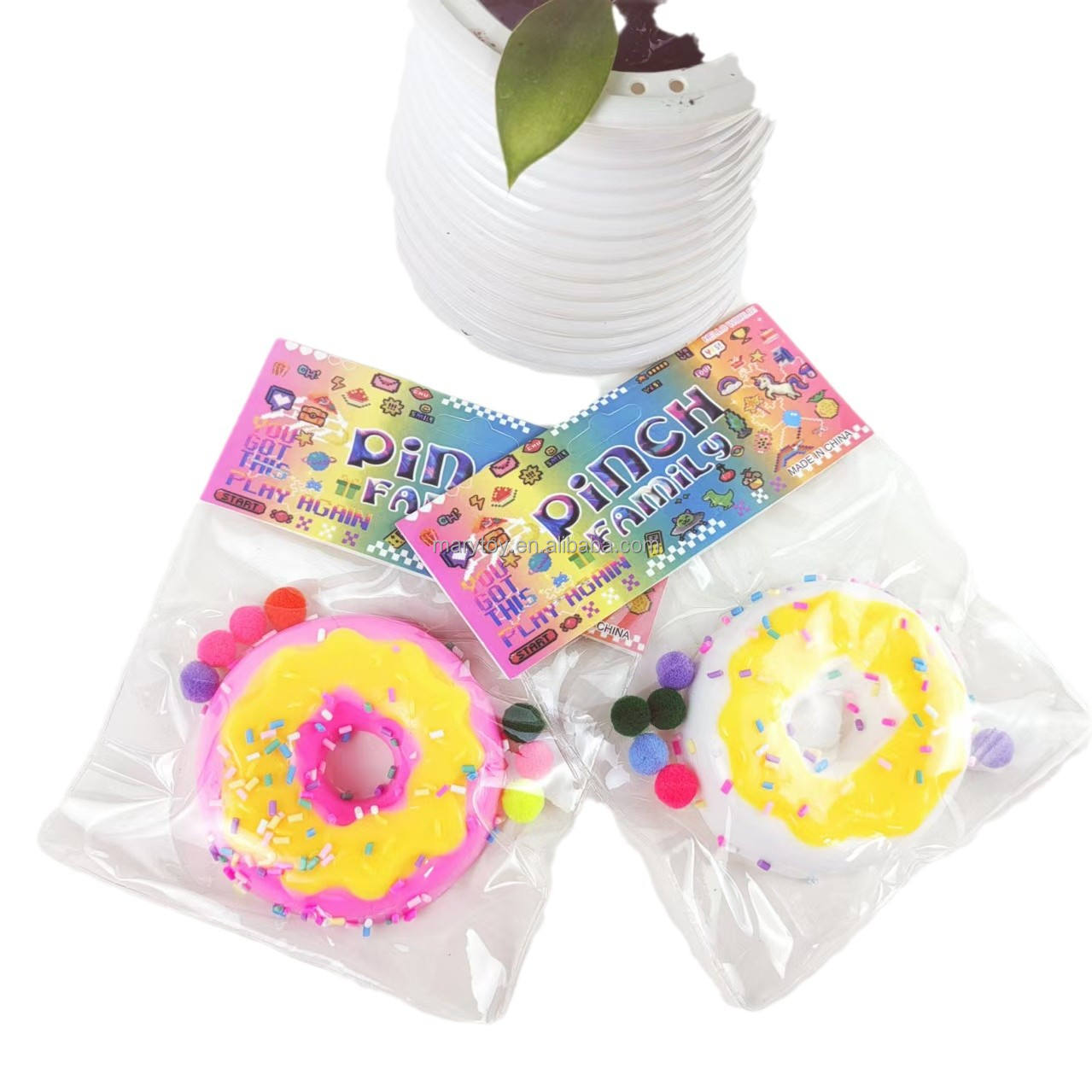 Fidget Donuts Squishy Toy Novelty Stress Relieve Squeeze Toys Doughnut Stretchy Toy for Kids