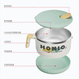 Homio <b>Food</b> <b>Container</b> 304 <b>Stainless</b> <b>Steel</b> Round Lunch Box With Lid And Handle Sealed Meal Box For Students And Office Use - Product Image 3