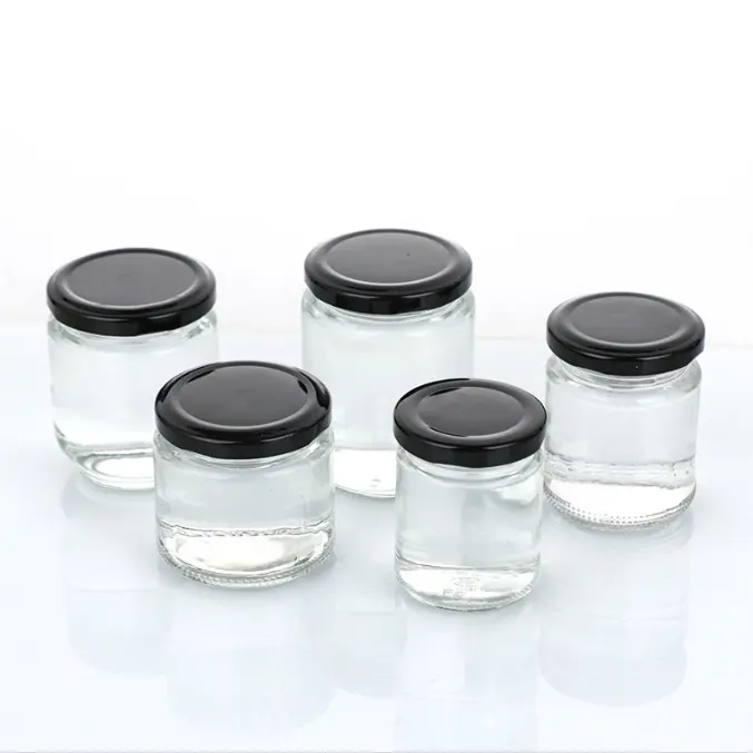 Hot Sale Clear Round Wide Mouth Glass Jar Canning Jars For Honey Jam Pickle Sauce with Metal Lid 250 ml 500 ml 8 oz 16 oz