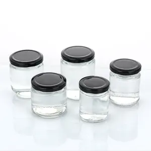 Hot Sale Clear Round Wide Mouth Glass Jar Canning Jars For Honey Jam Pickle Sauce With Metal Lid 250 Ml 500 Ml 8 Oz 16 Oz