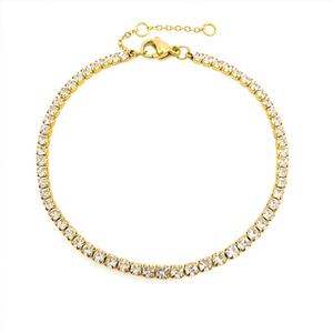 Modernas Pulseras y Brazaletes de Tenis de Oro Sólido 14K 18K AU750, Acero Inoxidable y Zirconia, Resistentes al Agua y al Deslustre, para Mujer - Product Image 1