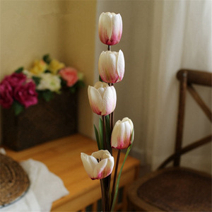 Venta Directa de Fábrica, Tulipanes de Seda de 5 Cabezas, Tulipanes Artificiales de Alta Calidad de 100 cm para Decoración del Hogar - Product Image 3
