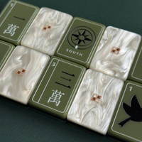 Set Mahjong Amerika Modern Bergaya Pedesaan Mewah Warna Hijau Sage dan Mutiara Gading 2026, 160 Buah, Ubin Akrilik Berukir Portabel