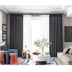 Factory Supply 100% Polyester Modern minimalist shading plain curtains high precision fabric solid color full blackout curtains