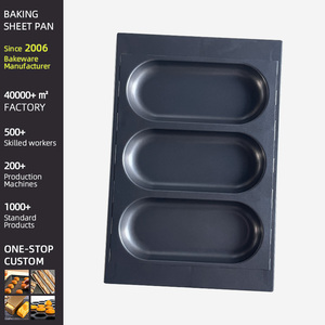 <span class=keywords><strong>Molde</strong></span> <span class=keywords><strong>para</strong></span> hornear <span class=keywords><strong>de</strong></span> acero aluminizado antiadherente <span class=keywords><strong>de</strong></span> grado comercial, con 3 cavidades, ovalado, <span class=keywords><strong>para</strong></span> pan, panecillos y bollos - Product Image 5