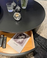 Table basse en ardoise de style italien, luxe léger, avec rangement mobile, cadre en bois écologique, sensation haut de gamme, design moderne et minimaliste