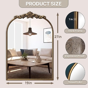 Hot Selling Home Decor Antiqued Grand Large Floor Vintage Baroque Brass Fireplace <strong>Mirror</strong> Decor <strong>Victorian</strong> Wall Luxury Arch <strong>Mirror</strong> - Product Image 2