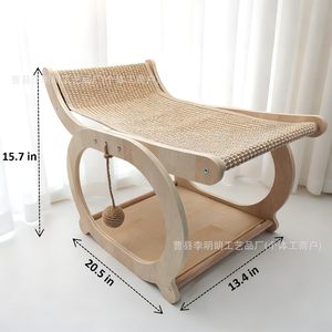 Wooden Cat Lounge Chair Cat Bed Four Seasons Durable Pet Rest Sofa With <b>Scratching</b> <b>Post</b> For Cat - Product Image 2