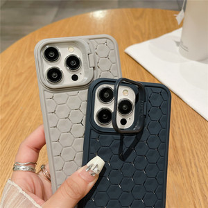เคสโทรศัพท์สีทึบผิวนอกรังผึ้งสำหรับ <span class=keywords><strong>iPhone</strong></span> 15 Pro 13 12 14เคส TPU กันกระแทกพร้อมขาตั้งกล้อง - Product Image 6