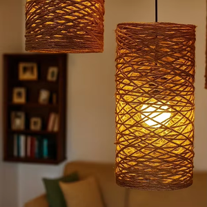 โคมไฟผนังทอลายเกลียวผักตบชวาธรรมชาตินำบรรยากาศที่อบอุ่นและเชิญชวนมาสู่ห้องอินเดีย - Product Image 6