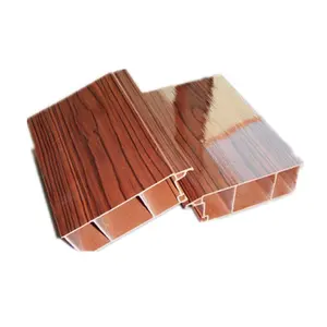 Shengxin kayu Grain Aluminium tabung kayu warna aluminium profil untuk pagar Aluminium jalur tersembunyi untuk pintu geser
