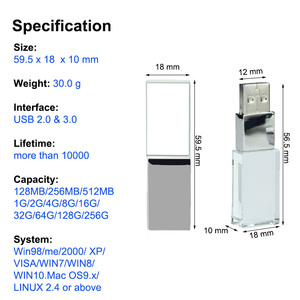 Clé USB de mariage cadeau Crystal Clear 3.0 clé USB clé USB 8 Go 16 Go clés USB 32 Go 64 Go clé USB - Product Image 6