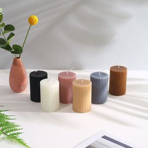 Grandes bougies décoratives en cire parfumée côtelées H-7326 pour mariage et décoration intérieure - Product Image 5