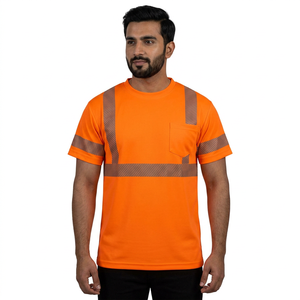 Camisetas de Seguridad de Alta Visibilidad 100% Algodón, Camisetas Reflectantes de Seguridad para Trabajo de Construcción, Uniformes Unisex para Guardias y Personal de Seguridad - Product Image 1