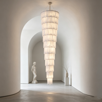 Lustre suspendu moderne personnalisé pour salon, villa, hall d'entrée, en marbre et albâtre, grand modèle de luxe pour escalier