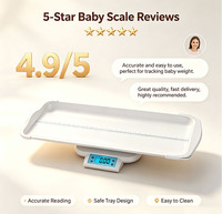 Pèse-bébé numérique rechargeable, type split, avec écran LED rétroéclairé bleu, pour la mesure de la taille et du poids des nourrissons et des bébés