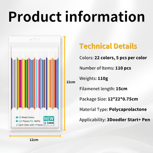 Repuestos de Filamento PCL, Varillas de Plástico para Bolígrafo <span class=keywords><strong>3D</strong></span>, Filamento de 25 cm/tira, Paquete de Varillas, Repuestos de Filamento PCL con Colores Vivos - Product Image 3