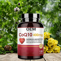 Capsules de CoQ10 400mg fermentées naturellement, OEM, 120 unités, soutien de la santé cardiaque, complément antioxydant