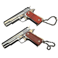 Usine 1:3 Métal Jouet Colt 1911 Pistolet Alliage Mini Magazine Arme Porte-clés Grain De Bois En Bois Porte-clés Modèle Cadeau