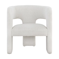 TOSEE Nouveau fauteuil design arqué Coussin en velours teddy de haute qualité Cadre en bois massif Chaise d'appoint