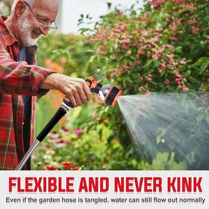 Manguera de jardín flexible profesional resistente a perforaciones Manguera DE AGUA DE ACERO INOXIDABLE 3/8 de 304 pulgadas con boquilla de pulverización de 10 patrones - Product Image 5