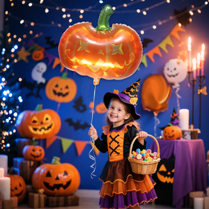 Cymylar Halloween Twinkling Pumpkin Mylar Foil Balloon Orange Smile Globos Ballons pour Trick or Treat Events Christmas Boo Day - Product Image 2