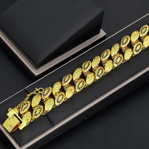 Jxx Men's Hip Hop 14K/24K Gold Plated Heavy Charm Bracelet Brass Cuban Link <b>Chain</b> for Parties Trendy Jewelry - Product Image 5