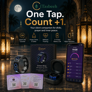 Anillo Inteligente iTasbeeh Salam Musulmán con Contador de Zikr, Soporte para Oración, Dirección Qibla, Seguimiento de Bienestar y Caja de Regalo - Product Image 4