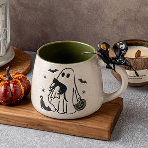 Nuova Tazza in Ceramica Professionale per il Ritorno a Scuola, Design Cartoonesco con Motivi di Zucca, Gatto Nero e Fantasma, Divertente Tazza per <span class=keywords><strong>Caffè</strong></span>/Tè Riutilizzabile e Portatile - Product Image 5