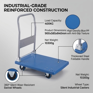 Customizable Four Wheel Folding Platform <b>Trolley</b> 400kg High Load Bearing Portable Hand Push <b>Cart</b> - Product Image 5