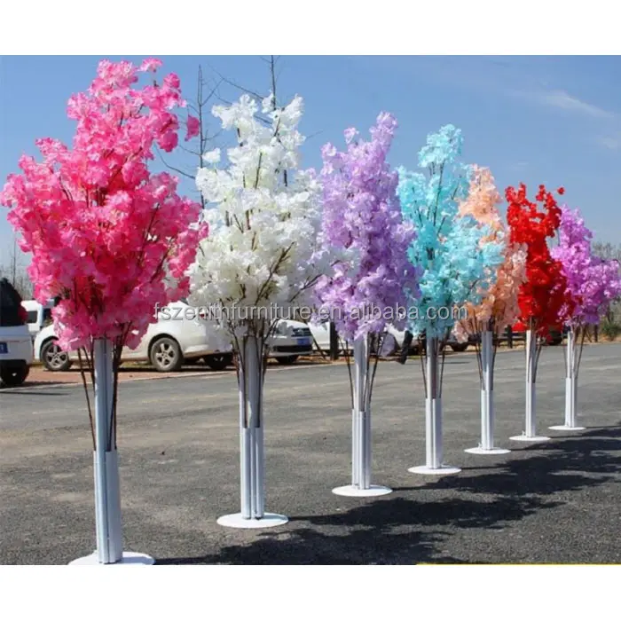 Wedding decoration white tall artificial flower cherry blossom trees with metal stand