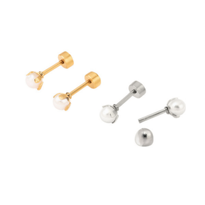 Pendientes Angelina de Acero Inoxidable con Imitación de Perla, Oro y Plata, Joyería Clásica de Moda, Regalo Unisex - Product Image 4