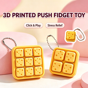 Jouet de décompression imprimé en 3D, bouton en forme de bloc de fromage, clicker de décompression, porte-clés amusant - Product Image 1