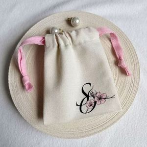 Manufacturer 100% Organic Cotton Natural <b>Pouch</b> Small Cotton Muslin <b>Drawstring</b> Bag Canvas Material <b>Pouch</b> With Herringbone - Product Image 2