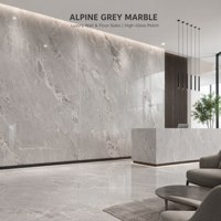 Carreaux en pierre frittée Calacatta Gris Brillant pour îlot de cuisine, sol, salle à manger, salon - Faible absorption d'eau 3200x1600mm